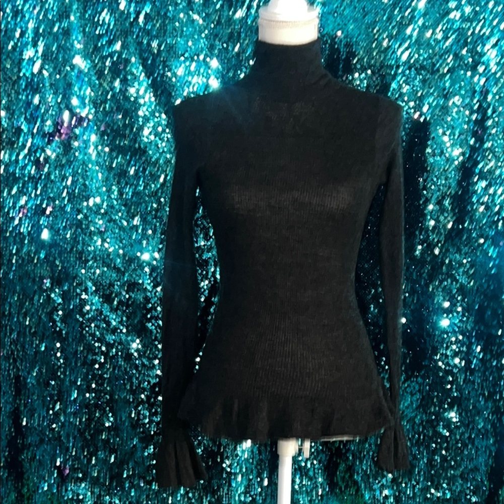 Etro Black Fitted Ribbed Blouse